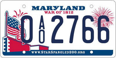 MD license plate 0AO2766