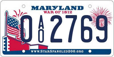 MD license plate 0AO2769
