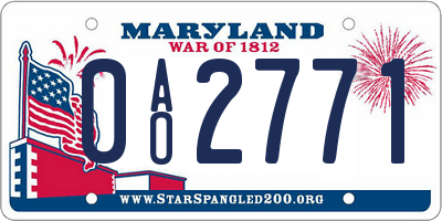MD license plate 0AO2771