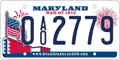 MD license plate 0AO2779