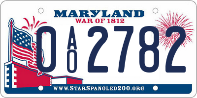 MD license plate 0AO2782