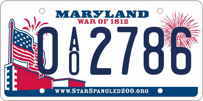 MD license plate 0AO2786