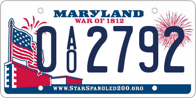 MD license plate 0AO2792