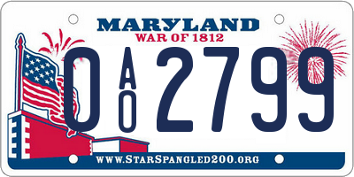 MD license plate 0AO2799