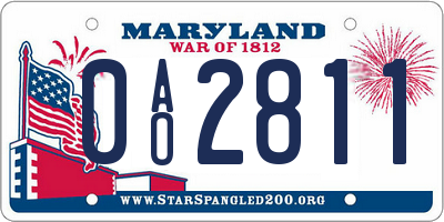 MD license plate 0AO2811
