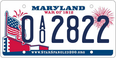 MD license plate 0AO2822