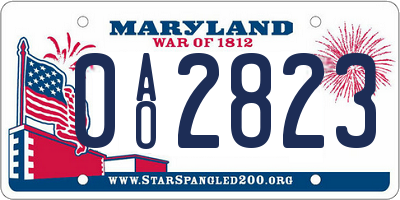 MD license plate 0AO2823