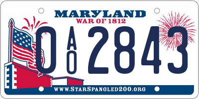 MD license plate 0AO2843
