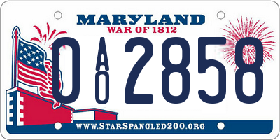 MD license plate 0AO2858