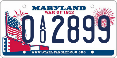 MD license plate 0AO2899