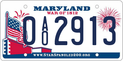 MD license plate 0AO2913