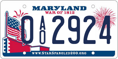 MD license plate 0AO2924