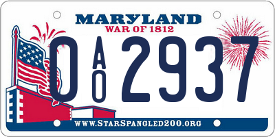 MD license plate 0AO2937