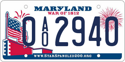 MD license plate 0AO2940