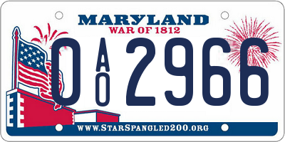 MD license plate 0AO2966