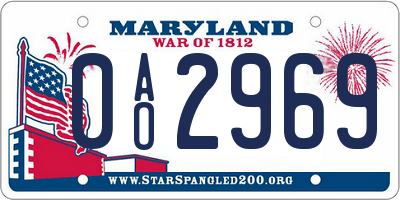 MD license plate 0AO2969