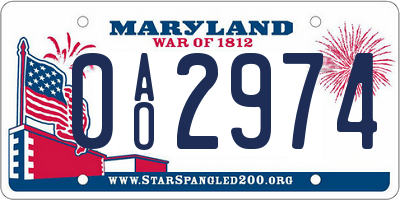 MD license plate 0AO2974