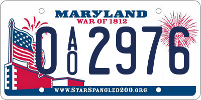 MD license plate 0AO2976