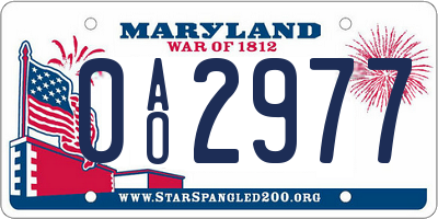 MD license plate 0AO2977