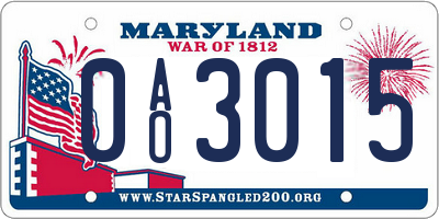 MD license plate 0AO3015