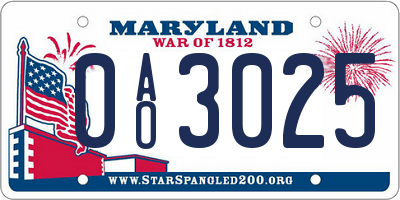 MD license plate 0AO3025