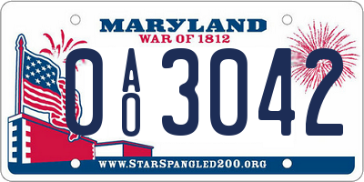 MD license plate 0AO3042
