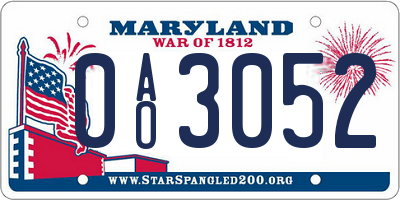 MD license plate 0AO3052