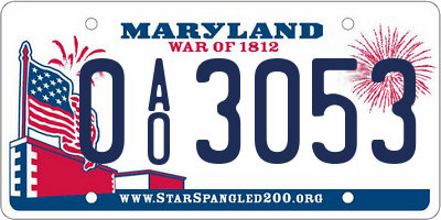 MD license plate 0AO3053