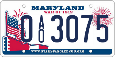 MD license plate 0AO3075