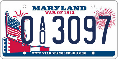 MD license plate 0AO3097