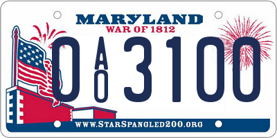 MD license plate 0AO3100