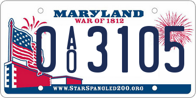 MD license plate 0AO3105