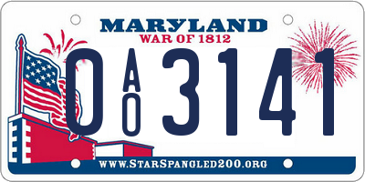 MD license plate 0AO3141
