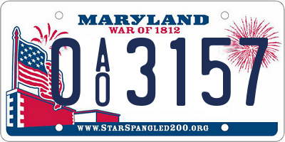 MD license plate 0AO3157
