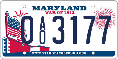 MD license plate 0AO3177