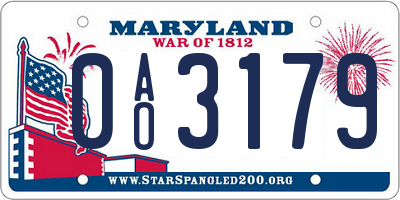 MD license plate 0AO3179