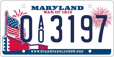 MD license plate 0AO3197