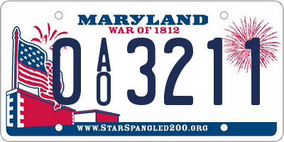 MD license plate 0AO3211