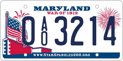 MD license plate 0AO3214