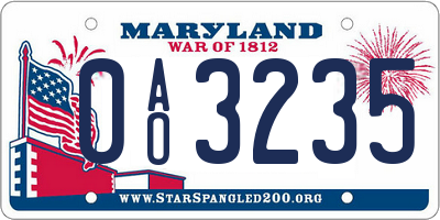 MD license plate 0AO3235