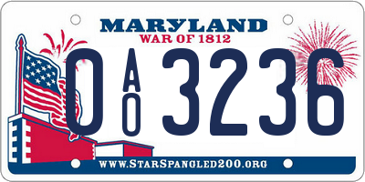 MD license plate 0AO3236