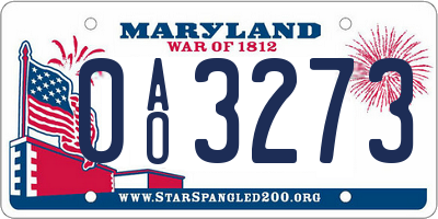 MD license plate 0AO3273