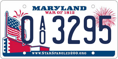 MD license plate 0AO3295