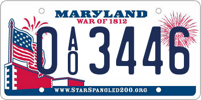 MD license plate 0AO3446