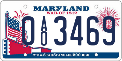 MD license plate 0AO3469
