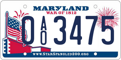 MD license plate 0AO3475