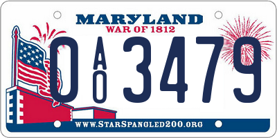 MD license plate 0AO3479