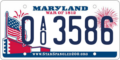 MD license plate 0AO3586