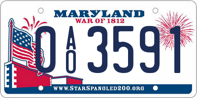 MD license plate 0AO3591