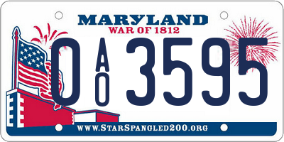 MD license plate 0AO3595